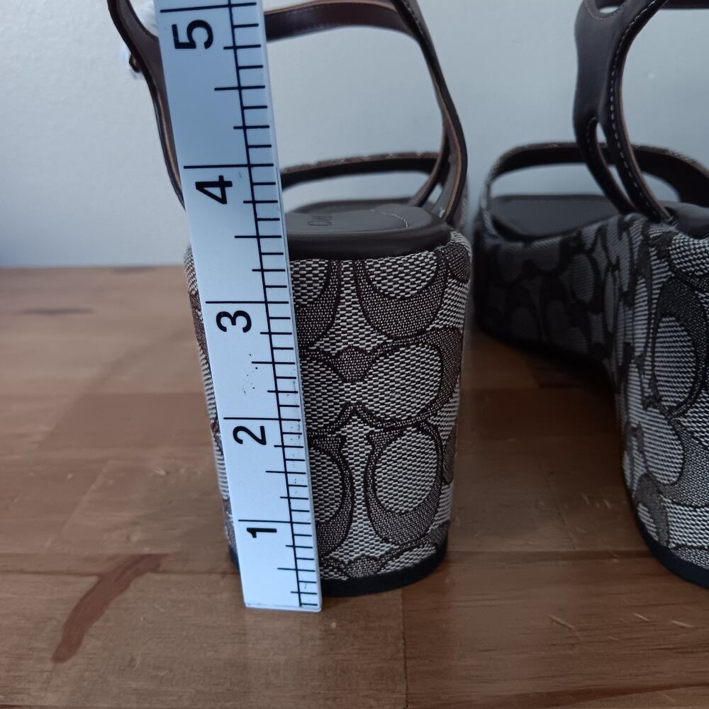 Coach Women Gale Wedge Sandal In Maple Signature Jacquard Size 11 B Damaged Box - Picture 7 of 14